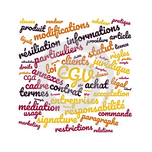 General Conditions word cloud vector illustration in French language