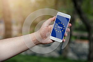 General Data Protection Regulation GDPR on smartphone