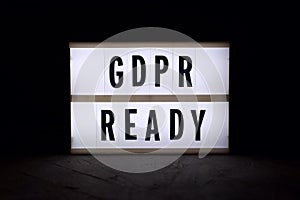 General Data Protection Regulation. Text GDPR ready on a display