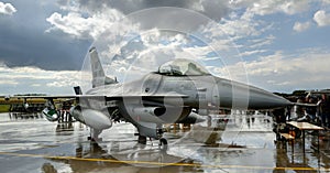 General Dynamics F-16 jet during static display