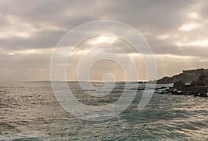 General image of the Pacific Ocean coast, from the tourist town of Las Cruces, on the Chilean coast