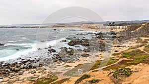 General image of the Pacific Ocean coast, from the tourist town of Las Cruces, on the Chilean coast