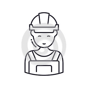 General labourer icon, linear isolated illustration, thin line vector, web design sign, outline concept symbol with