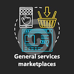 General services marketplaces chalk concept icon. On demand economy, e commerce idea. Online shopping, e payment