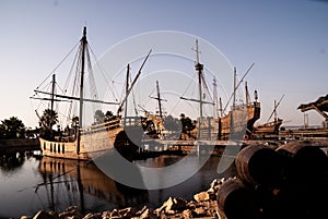 General shot, of old caravels