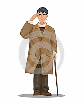 General Sudirman Indonesian National Hero Figure Character Cartoon illustration Vector