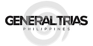 General Trias in the Philippines emblem. The design features a geometric style, vector illustration with bold typography in a