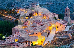 General view of Albarracin in evening