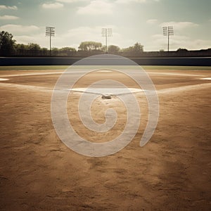 General view of baseball pitch, created using generative ai technology