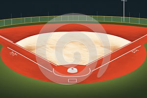 General view of baseball pitch, created using generative ai technology