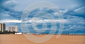 General view of the beach of Gandia, Valencia,