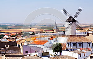 General view of Campo de Criptana with mill and church photo