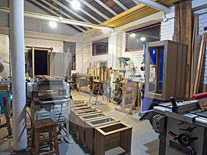 General view of a carpenter workshop at night 2