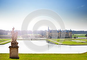 General view of the Chateau de Chantilly, France