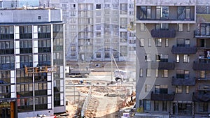 General view of the construction site of a residential area in the city