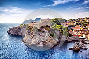 General view of Dubrovnik - Fortresses Lovrijenac and Bokar seen