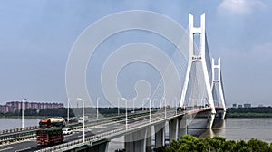 General view of the Junshan Yangtze River bridge, Wuhan