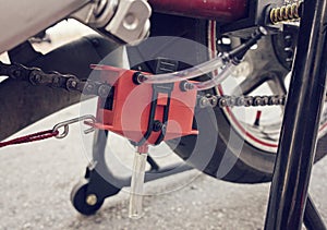 General view of motorcycle manual chain service