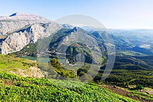 General view of mountains landscape with dam photo