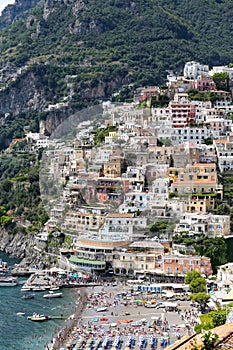 General view of Positano Town in Naples, Italy