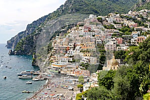 General view of Positano Town in Naples, Italy