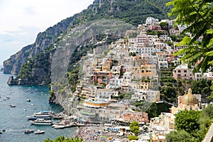 General view of Positano Town in Naples, Italy