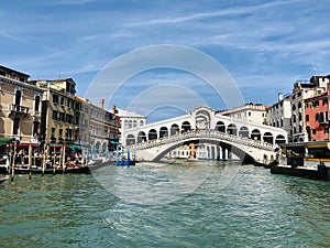 A general view of the Rialto Bridge over the Grand Canal.