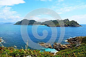 General view of San MartiÃÂ±o Island (Islas Cies, Spain) photo