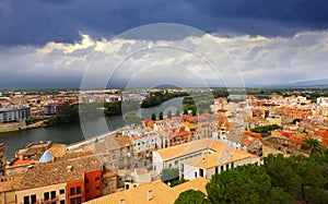 General view of Tortosa with Ebro river from castle photo