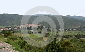 The general view on a village of Cucugnan, France