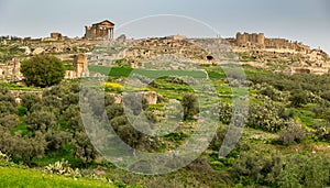 General views of ancient city Dougga in Tunisia. Best-preserved Roman town in North Africa photo