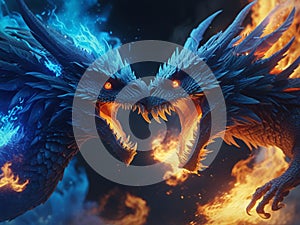 Batte between dragons with their respective bursts of fire