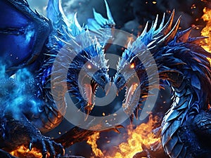 Batte between dragons with their respective bursts of fire