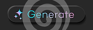 Generate AI button user interface black color. Artificial intelligence button