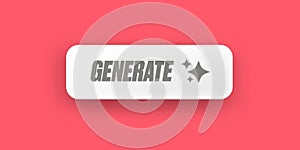 Generate Button Vector Clean White UI Element with Sparkle Icons on Pink Background, Modern Design for Web and App