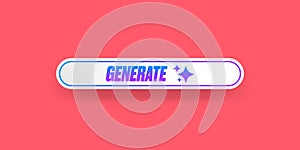 Generate Button Vector Clean White UI Element with Sparkle Icons on Pink Background, Modern Design for Web and App