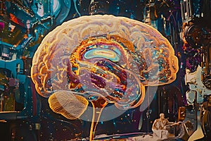 Generate an image of a human brain with regions like the hippocampus and dorsolateral prefrontal cortex highlighted