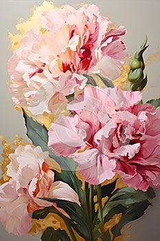 a painting of pink flowers in a vase. Painting of a Magenta color flower perfect for Wall Art.