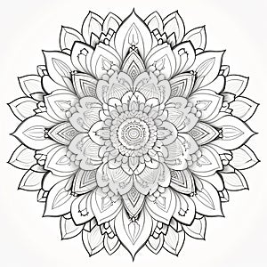 Generated Ai black and white coloring page for a book