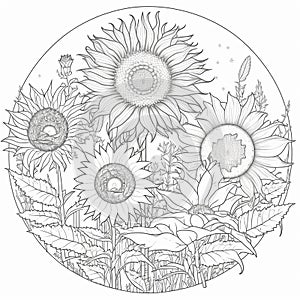 Generated Ai black and white coloring page for a book