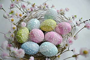 Happy easter alleluia Eggs Easter wallpaper Basket. White egg decorating kit Bunny Easter dinner. Renewal background wallpaper