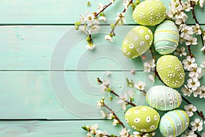 Happy easter azure blue Eggs Easter Bunny Merchandise Basket. White black bunny Bunny Flowering. uplifted background wallpaper