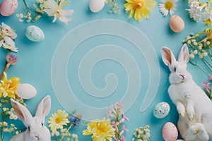 Happy easter compassion Eggs Unknown Easter Eggs Basket. White rabbit Bunny chipper. turquoise sparkle background wallpaper