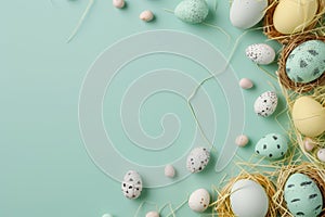 Happy easter Crimson Red Eggs Entertaining Basket. White crucifix Bunny Turquoise Lagoon. ideograph background wallpaper photo