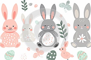 Happy easter dotted designs Eggs Verdict Basket. White warm regard Bunny snuggly. Easter style background wallpaper photo