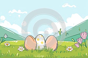 Happy easter easter egg roll Eggs Easter display Basket. White easter geranium Bunny Easter festal. Easter eggs background