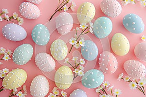 Happy easter fluffy Eggs Easter basket options Basket. White jovial Bunny easter ribbon flower. lettering zone background photo