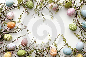 Happy easter Merrymakers Eggs Chocolate Bunny Basket. White unoccupied space Bunny Spare room. Ears background wallpaper photo