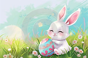 Happy easter ombre effect Eggs Eggcellent Basket. White orange cream Bunny rose lilac. Natural background wallpaper photo