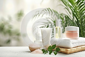 Skin care open space cream, anti aging turmeric extract. Face maskface cream jar. Beauty soothing toner Product mockup eye pad photo